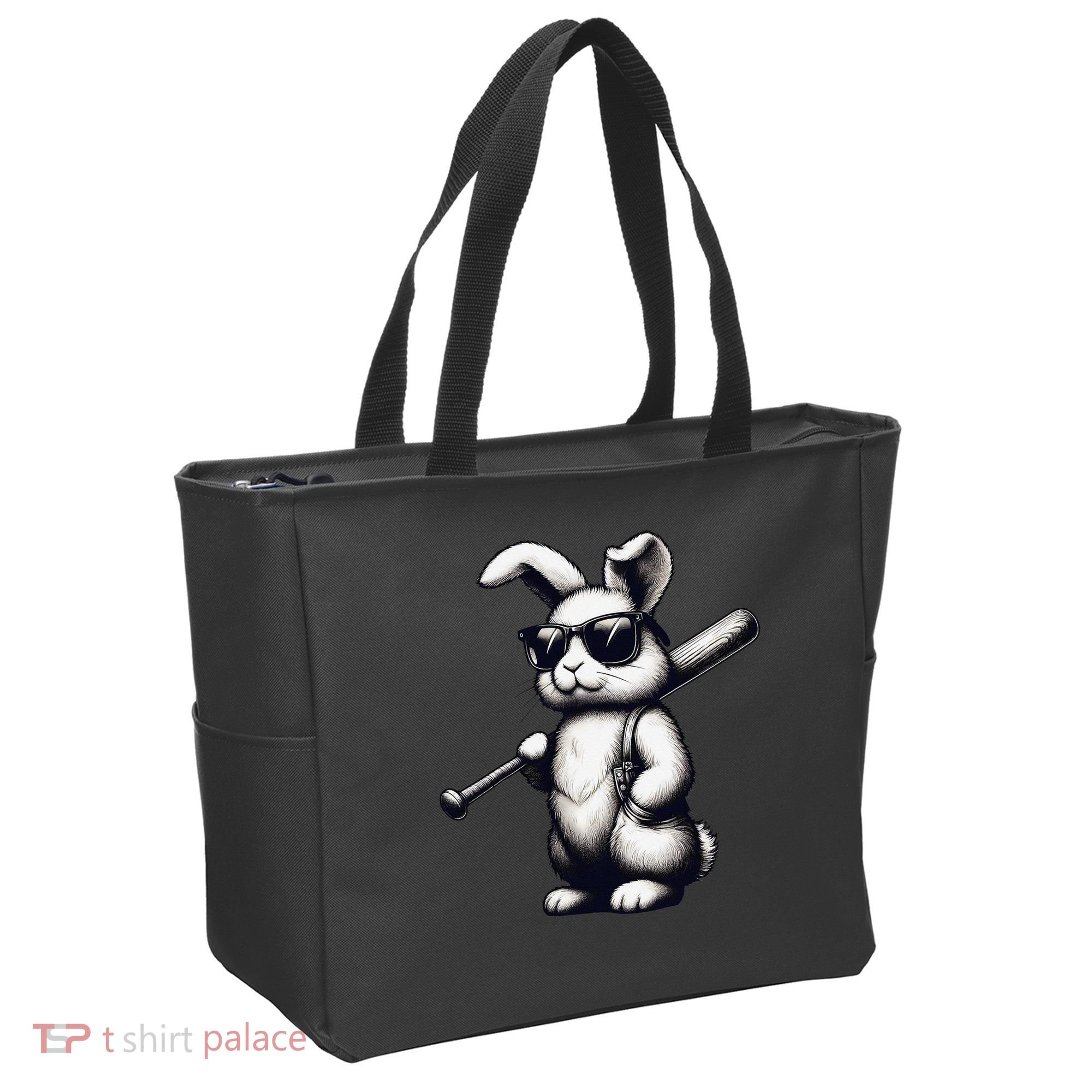 Funny Easter Bunny Playing Baseball Sports Baseball Player Tote Bag