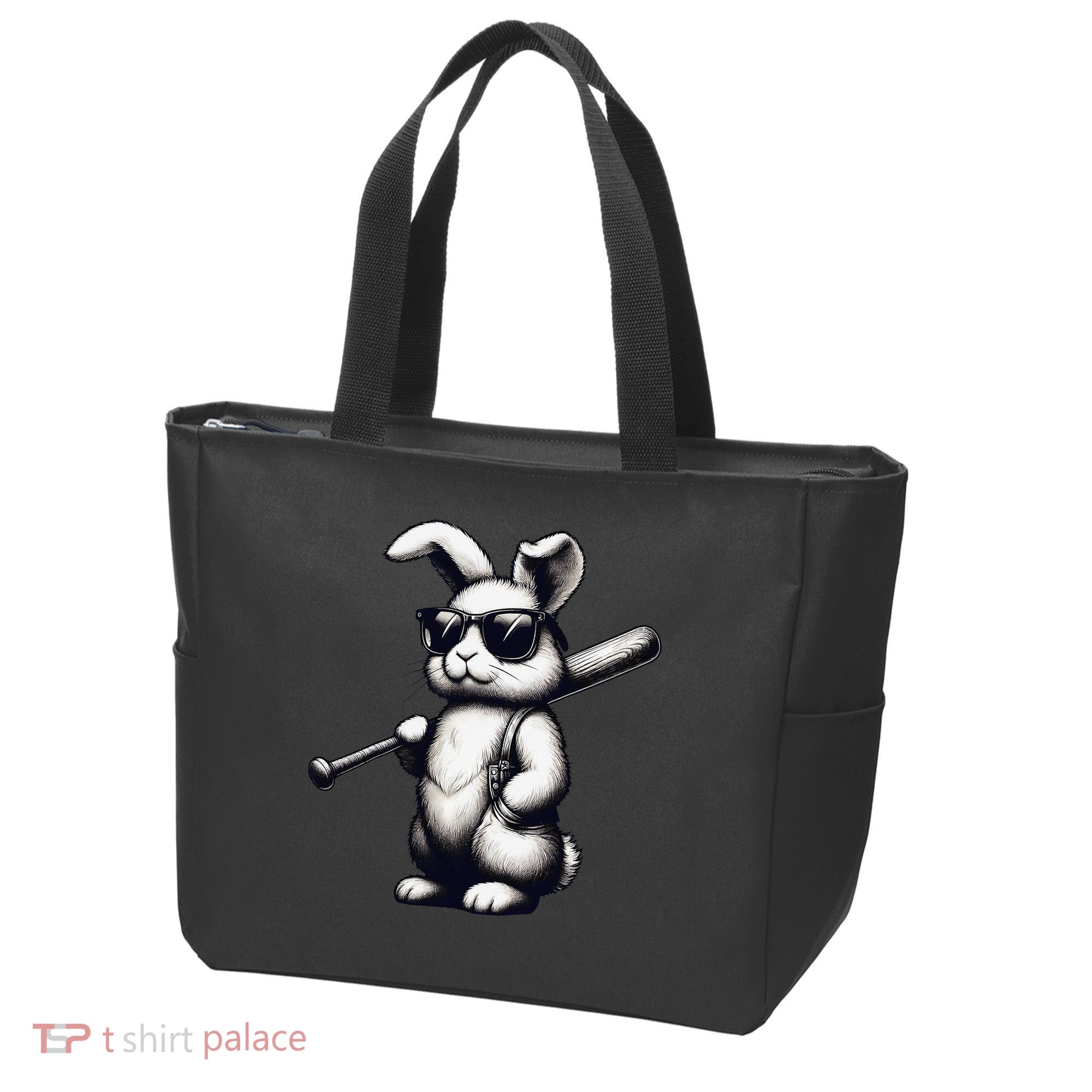 Funny Easter Bunny Playing Baseball Sports Baseball Player Tote Bag