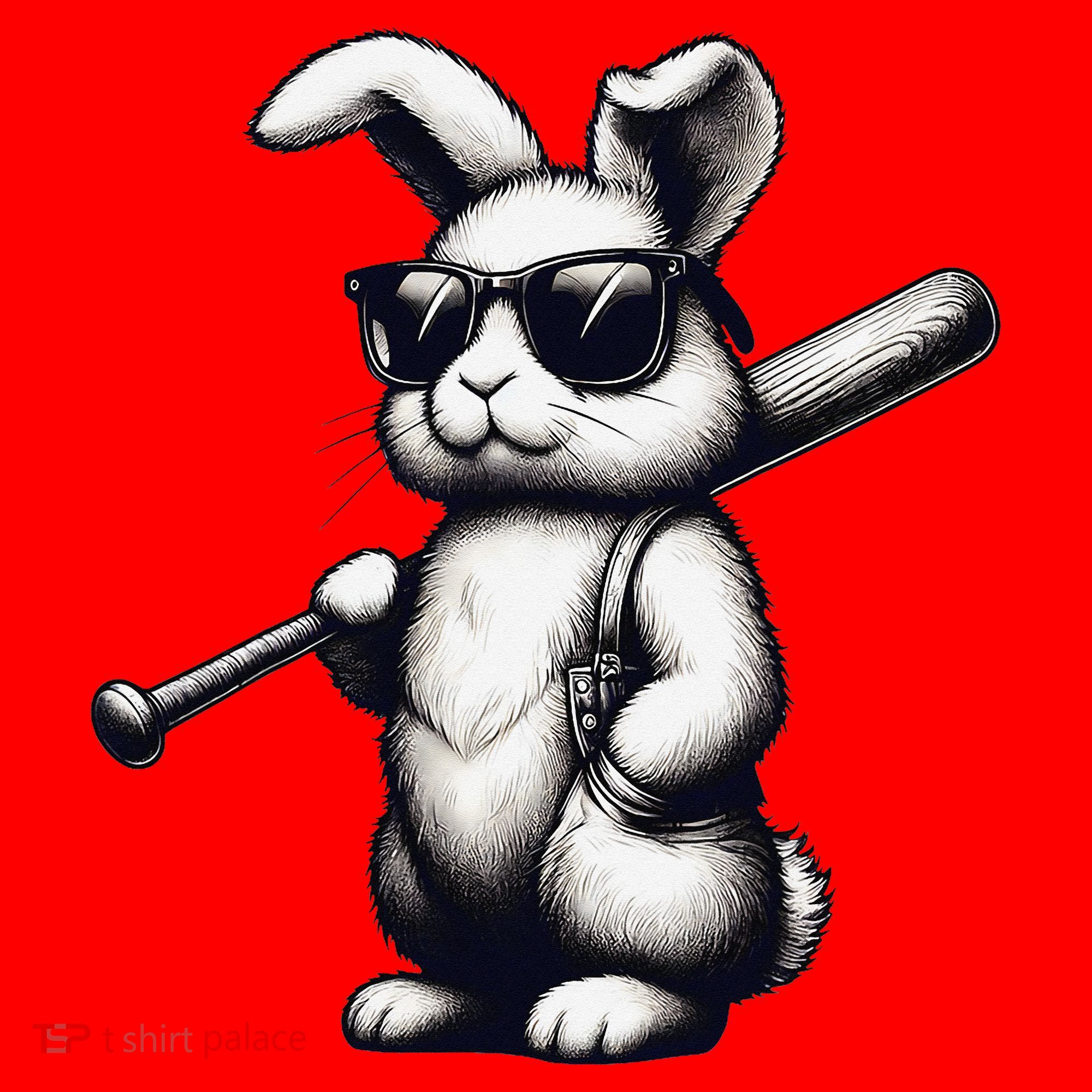Funny Easter Bunny Playing Baseball Sports Baseball Player Santa Hat