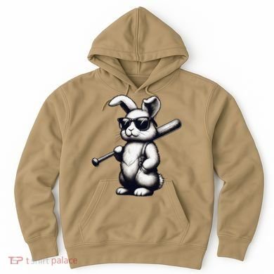 Funny Easter Bunny Playing Baseball Sports Baseball Player Hoodie