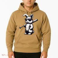 Funny Easter Bunny Playing Baseball Sports Baseball Player Hoodie thumb 2