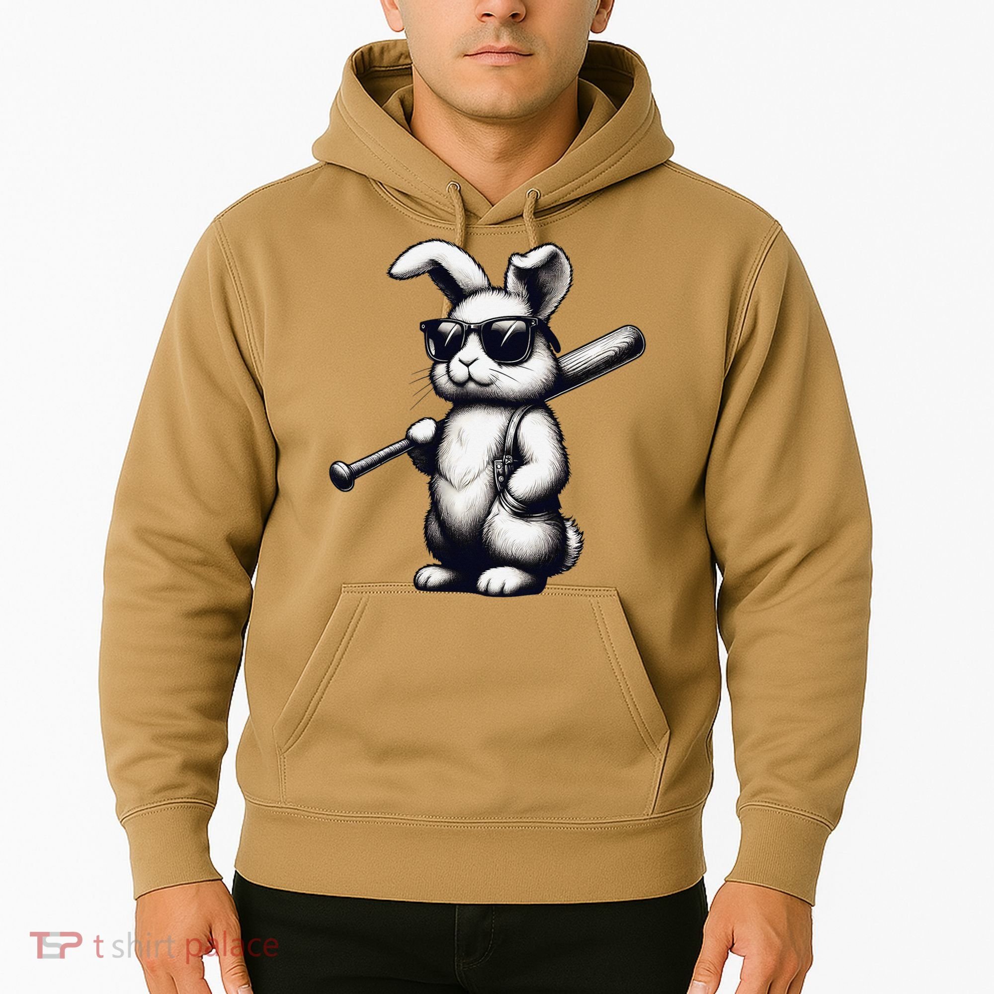 Funny Easter Bunny Playing Baseball Sports Baseball Player Hoodie