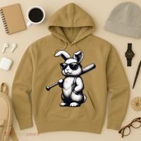 Funny Easter Bunny Playing Baseball Sports Baseball Player Hoodie thumb 3