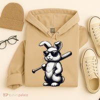 Funny Easter Bunny Playing Baseball Sports Baseball Player Hoodie thumb 4
