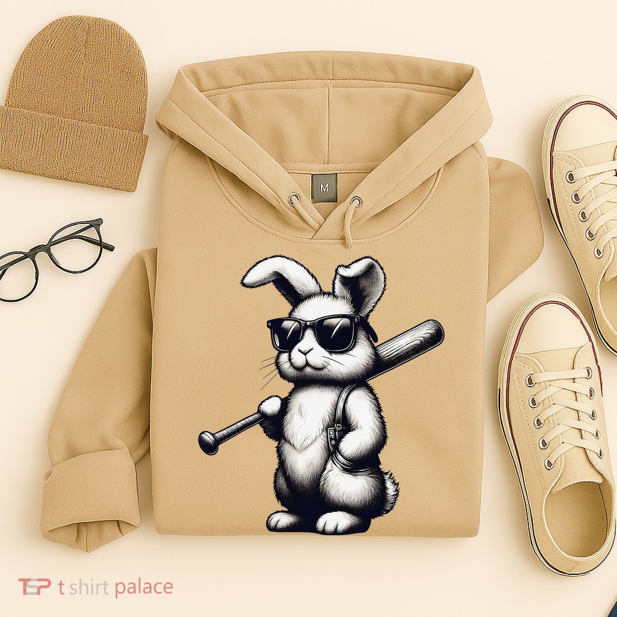 Funny Easter Bunny Playing Baseball Sports Baseball Player Hoodie