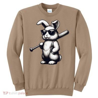 Funny Easter Bunny Playing Baseball Sports Baseball Player Sweatshirt