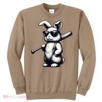 Funny Easter Bunny Playing Baseball Sports Baseball Player Sweatshirt thumb 0