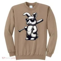 Funny Easter Bunny Playing Baseball Sports Baseball Player Sweatshirt thumb 0