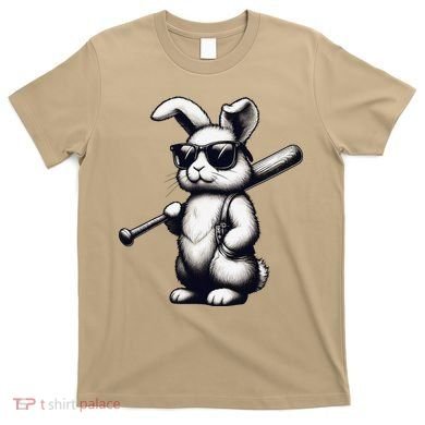 Funny Easter Bunny Playing Baseball Sports Baseball Player T-Shirt