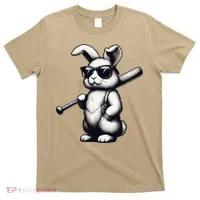 Funny Easter Bunny Playing Baseball Sports Baseball Player T-Shirt thumb 0