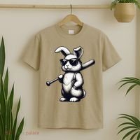 Funny Easter Bunny Playing Baseball Sports Baseball Player T-Shirt thumb 2
