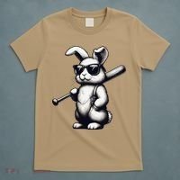 Funny Easter Bunny Playing Baseball Sports Baseball Player T-Shirt thumb 5