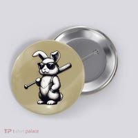 Funny Easter Bunny Playing Baseball Sports Baseball Player Button thumb 0