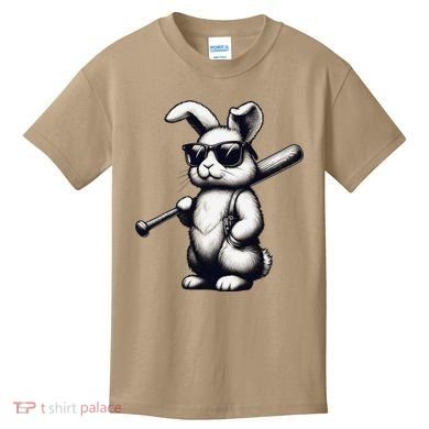Funny Easter Bunny Playing Baseball Sports Baseball Player Kids T-Shirt