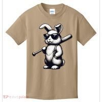 Funny Easter Bunny Playing Baseball Sports Baseball Player Kids T-Shirt thumb 0