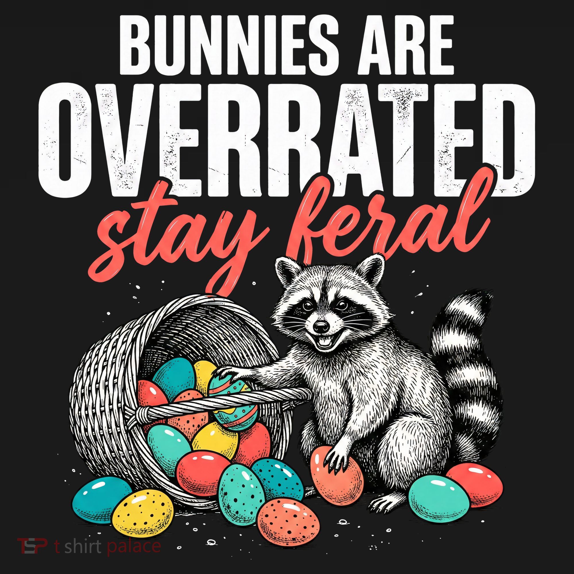 Funny Easter Bunnies Are Overrated Stay Feral Raccoon Mousepad