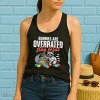 Funny Easter Bunnies Are Overrated Stay Feral Raccoon Women's Tank Top thumb 2