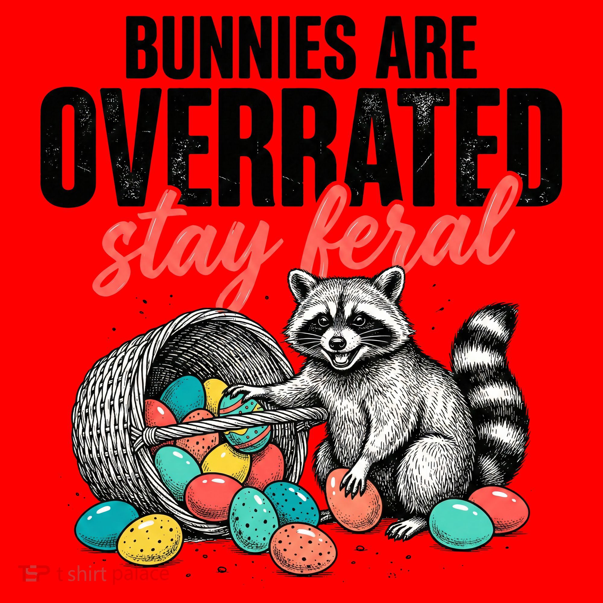 Funny Easter Bunnies Are Overrated Stay Feral Raccoon Santa Hat