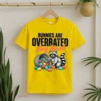 Funny Easter Bunnies Are Overrated Stay Feral Raccoon T-Shirt thumb 2