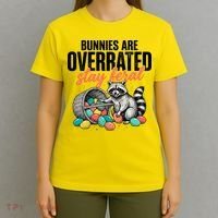 Funny Easter Bunnies Are Overrated Stay Feral Raccoon T-Shirt thumb 4