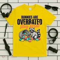 Funny Easter Bunnies Are Overrated Stay Feral Raccoon T-Shirt thumb 5