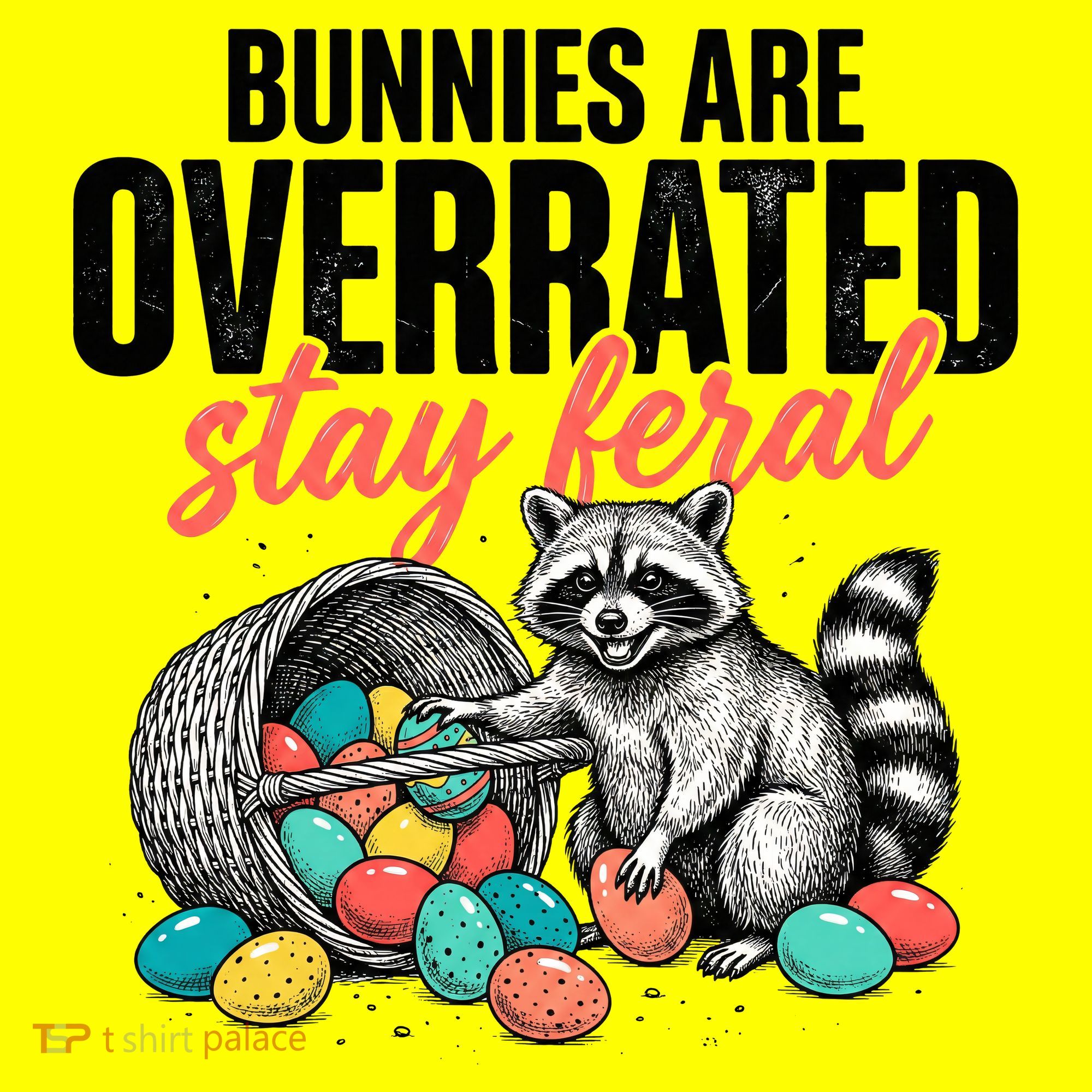 Funny Easter Bunnies Are Overrated Stay Feral Raccoon T-Shirt
