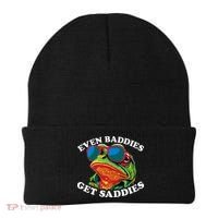 Funny Even Baddies Get Saddies Frog Beanie thumb 0