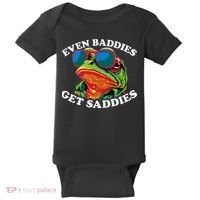 Funny Even Baddies Get Saddies Frog Baby Bodysuit thumb 0