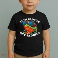 Funny Even Baddies Get Saddies Frog Toddler T-Shirt thumb 2