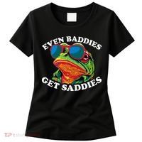 Funny Even Baddies Get Saddies Frog Women's T-Shirt thumb 0