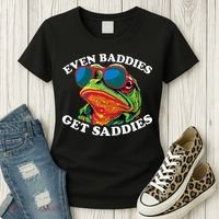 Funny Even Baddies Get Saddies Frog Women's T-Shirt thumb 3