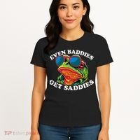 Funny Even Baddies Get Saddies Frog Women's T-Shirt thumb 4