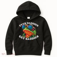 Funny Even Baddies Get Saddies Frog Kids Hoodie thumb 0