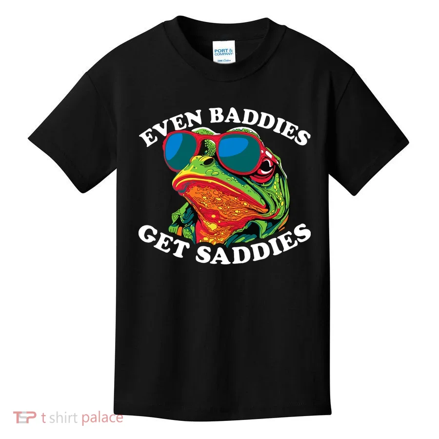 Funny Even Baddies Get Saddies Frog Kids T-Shirt