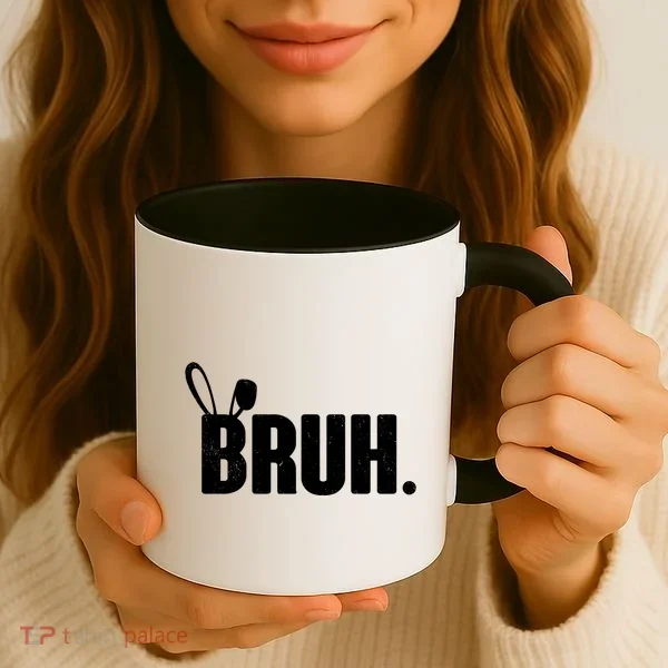 Funny Easter Bruh Bunny Rabbit Ears Coffee Mug
