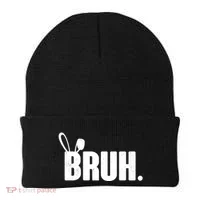 Funny Easter Bruh Bunny Rabbit Ears Beanie thumb 0