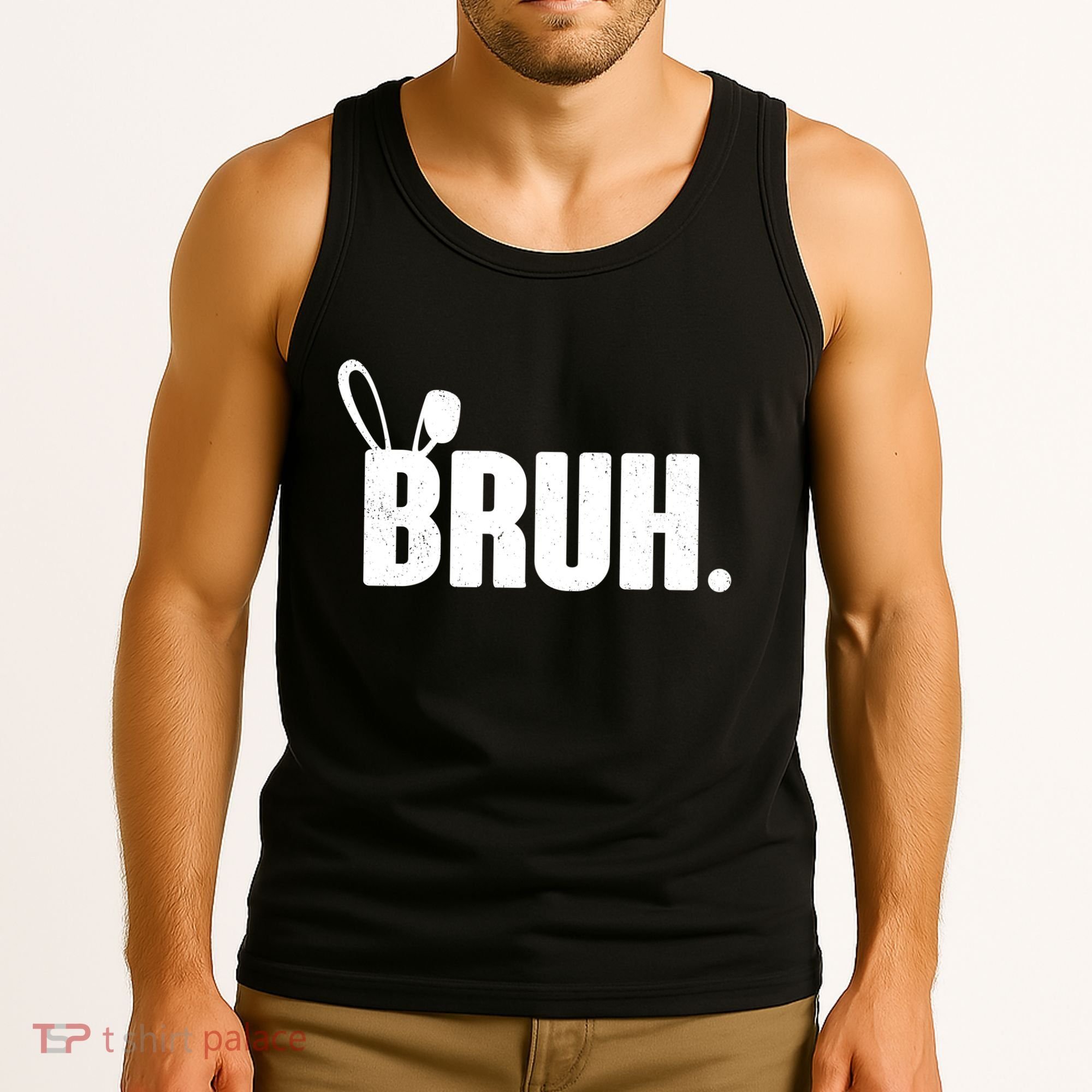 Funny Easter Bruh Bunny Rabbit Ears Tank Top