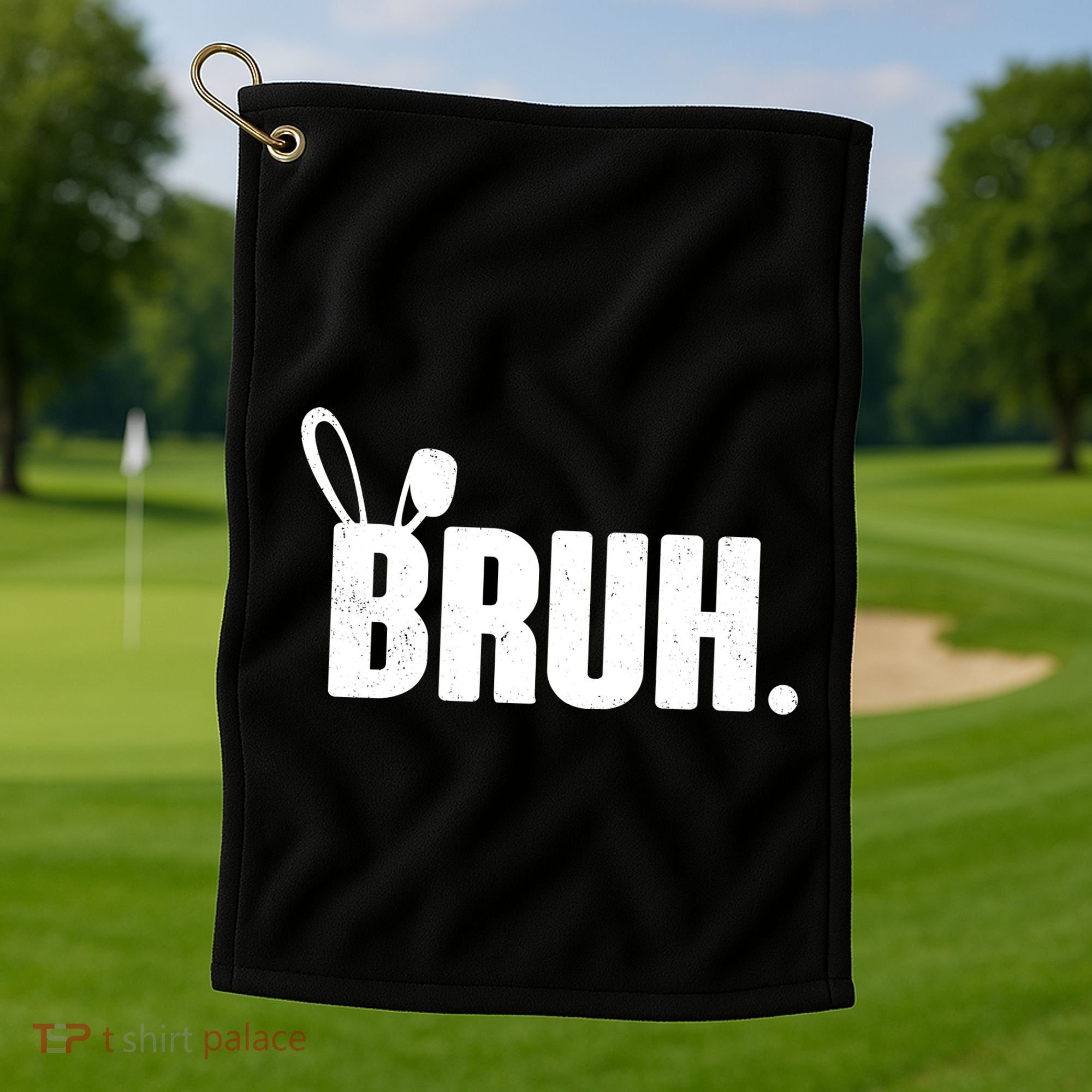 Funny Easter Bruh Bunny Rabbit Ears Golf Towel
