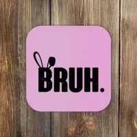Funny Easter Bruh Bunny Rabbit Ears Coaster thumb 0