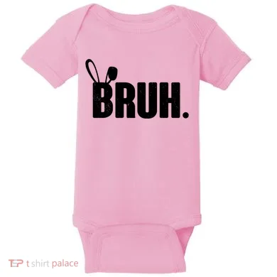 Funny Easter Bruh Bunny Rabbit Ears Baby Bodysuit