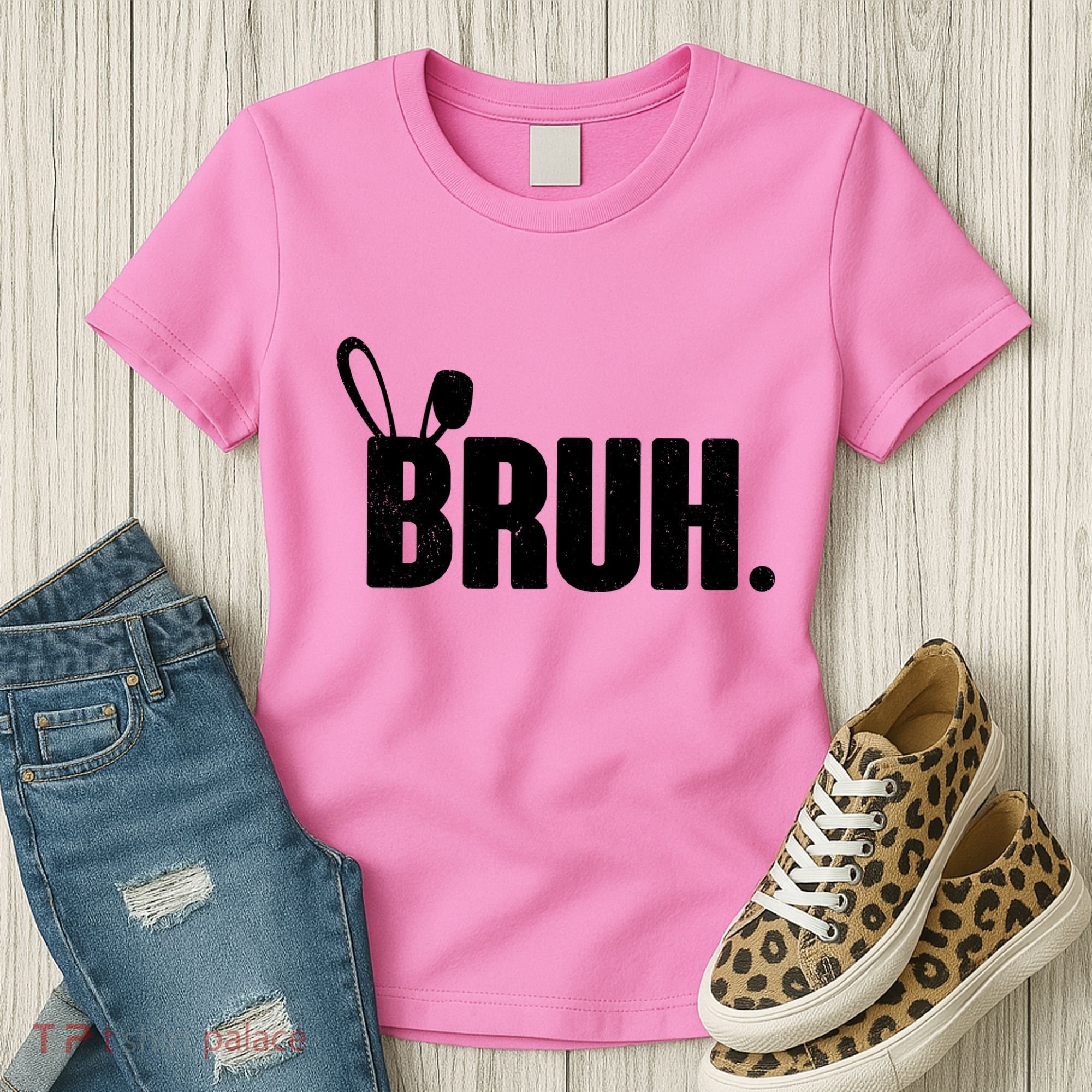 Funny Easter Bruh Bunny Rabbit Ears Women's T-Shirt
