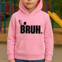 Funny Easter Bruh Bunny Rabbit Ears Kids Hoodie thumb 2