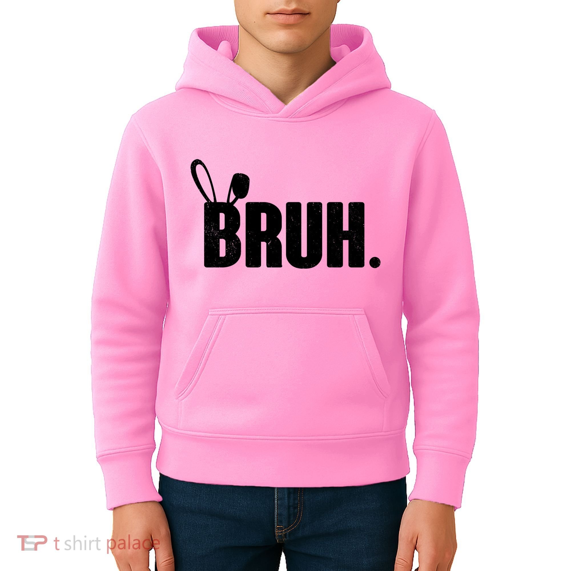 Funny Easter Bruh Bunny Rabbit Ears Kids Hoodie