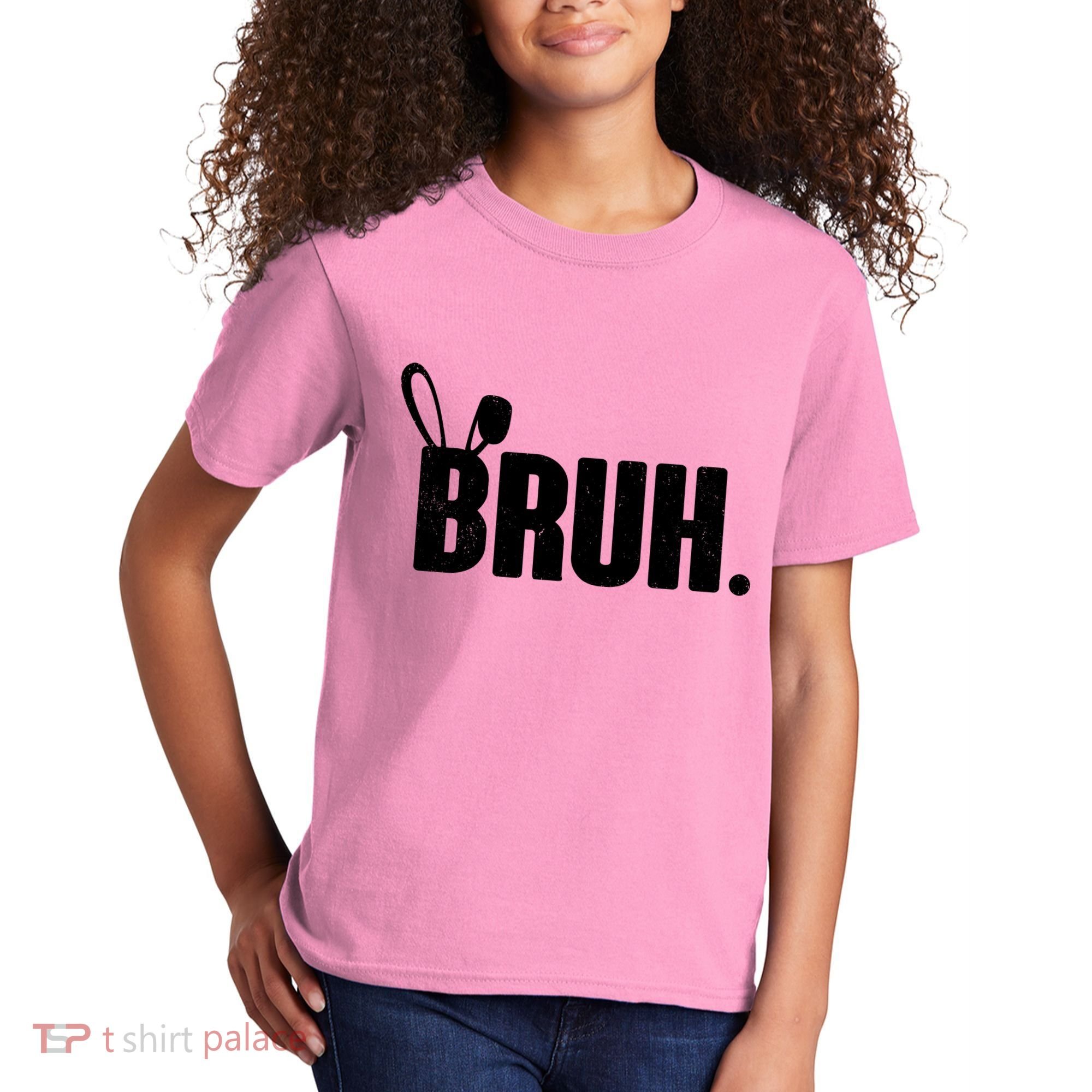 Funny Easter Bruh Bunny Rabbit Ears Kids T-Shirt