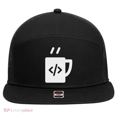 Front End & Back End Co Javascript Code Coffee Developer Programmer 7 Panel Mesh Trucker Snapback Hat