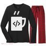Front End & Back End Co Javascript Code Coffee Developer Programmer Women's Long Sleeve Flannel Pajama Set