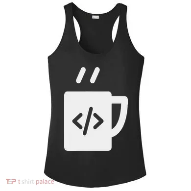 Front End & Back End Co Javascript Code Coffee Developer Programmer Ladies PosiCharge Competitor Racerback Tank