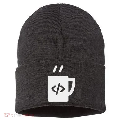 Front End & Back End Co Javascript Code Coffee Developer Programmer Sustainable Knit Beanie
