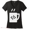 Front End & Back End Co Javascript Code Coffee Developer Programmer Women's V-Neck T-Shirt