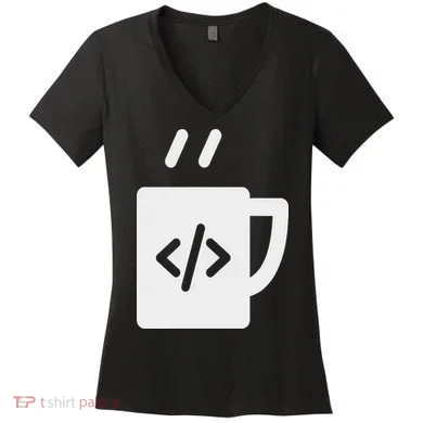 Front End & Back End Co Javascript Code Coffee Developer Programmer Women's V-Neck T-Shirt